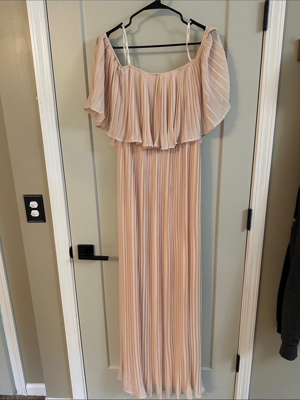 Soieblu Strapless Pleated Blush Maxi Dress
